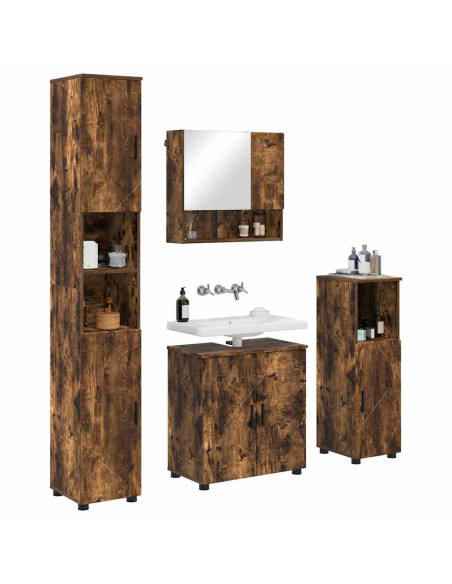 Set di mobili per il bagno 4 pz Rovere fumé 61 x 35 x 64 cm