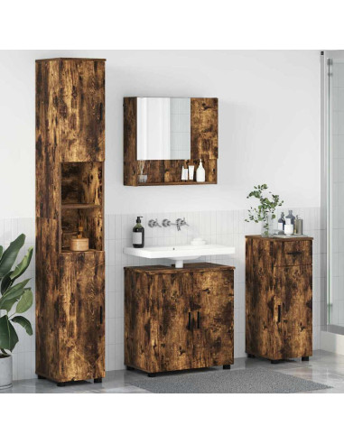 Set di mobili per il bagno 4 pz Rovere fumé 61 x 35 x 64 cm