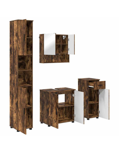 Set di mobili per il bagno 4 pz Rovere fumé 61 x 35 x 64 cm