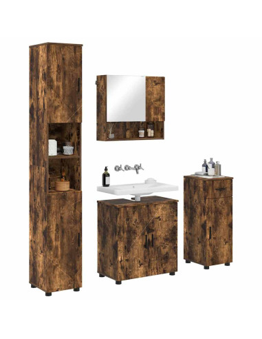 Set di mobili per il bagno 4 pz Rovere fumé 61 x 35 x 64 cm