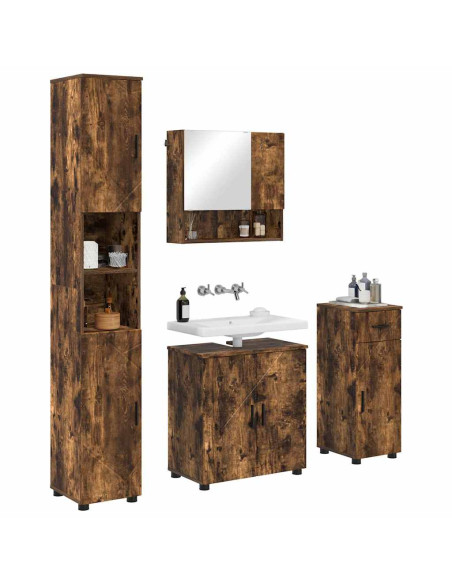 Set di mobili per il bagno 4 pz Rovere fumé 61 x 35 x 64 cm