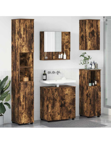 Set di mobili per il bagno 5 pz Rovere fumé 61 x 35 x 64 cm