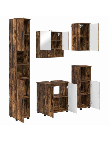 Set di mobili per il bagno 5 pz Rovere fumé 61 x 35 x 64 cm
