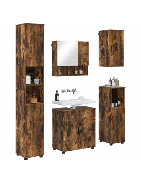 Set di mobili per il bagno 5 pz Rovere fumé 61 x 35 x 64 cm
