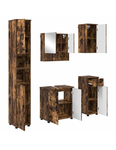 Set di mobili per il bagno 5 pz Rovere fumé 61 x 35 x 64 cm