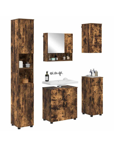 Set di mobili per il bagno 5 pz Rovere fumé 61 x 35 x 64 cm