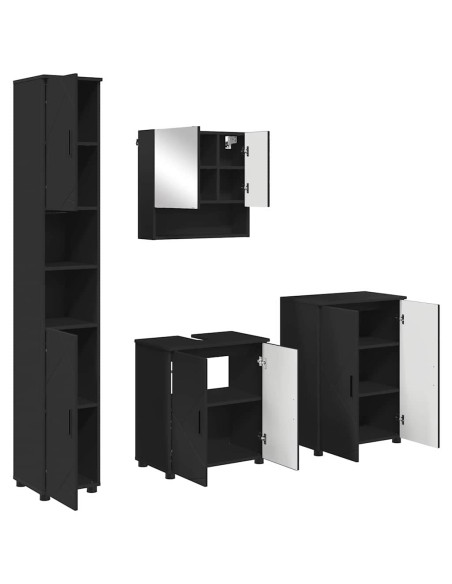Set di mobili per il bagno 4 pz Nero 61 x 35 x 64 cm