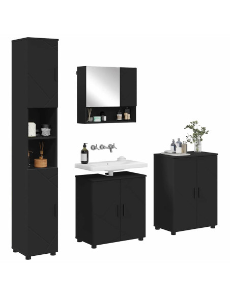 Set di mobili per il bagno 4 pz Nero 61 x 35 x 64 cm
