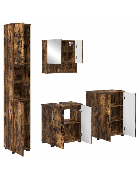 Set di mobili per il bagno 4 pz Rovere fumé 61 x 35 x 64 cm