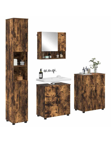 Set di mobili per il bagno 4 pz Rovere fumé 61 x 35 x 64 cm