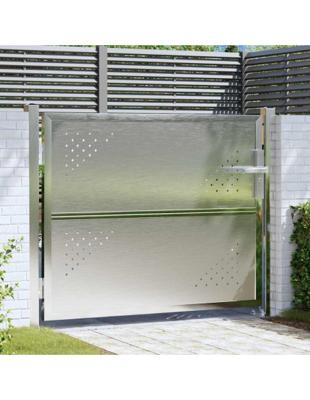 Cancello da giardino Argento 85 x 70 cm Acciaio inossidabile