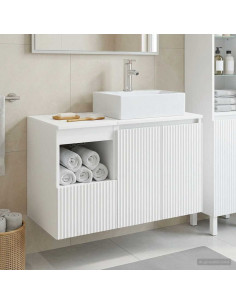 Set di mobili per il bagno 2 pz Bianco Lucido