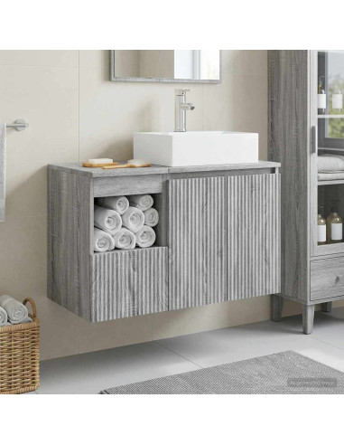 Set di mobili per il bagno 2 pz Sonoma grigio