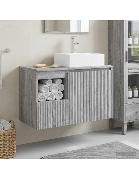 Set di mobili per il bagno 2 pz Sonoma grigio