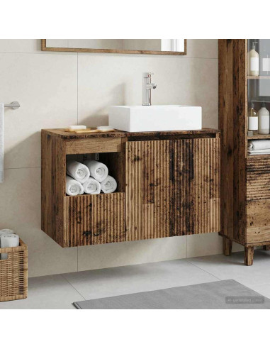 Set di mobili per il bagno 2 pz Legno antico
