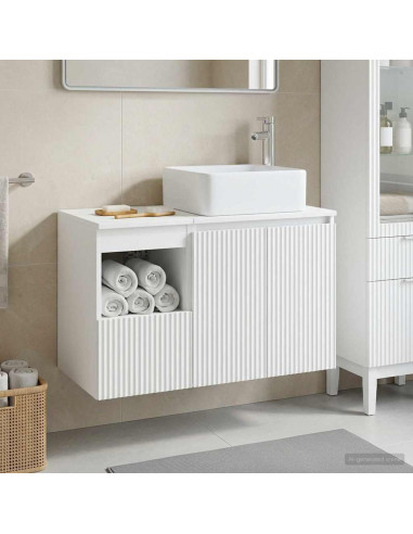 Set di mobili per il bagno 2 pz Bianco Legno ingegnerizzato