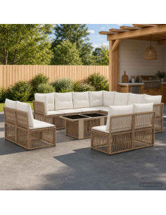 Set Divano da Giardino 12 pz Beige polyrattan