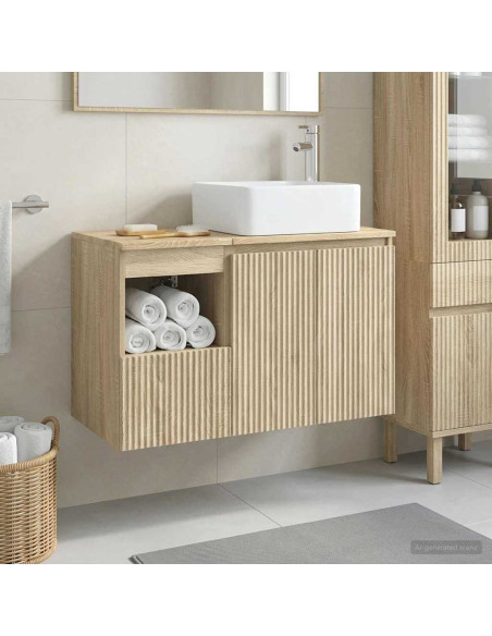 Set di mobili per il bagno 2 pz Rovere Sonoma
