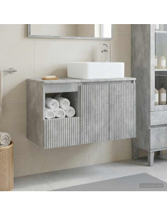 Set di mobili per il bagno 2 pz Grigio Cemento