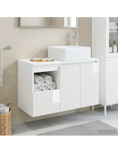 Set di mobili per il bagno 2 pz Bianco Lucido