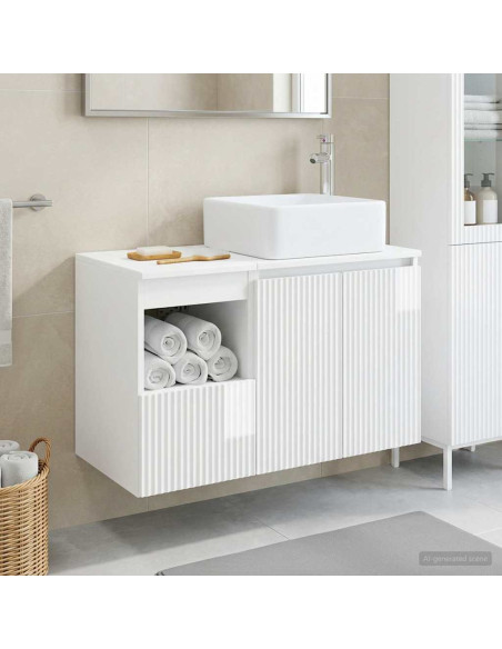 Set di mobili per il bagno 2 pz Bianco Lucido