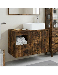 Set di mobili per il bagno 2 pz Rovere Fumo