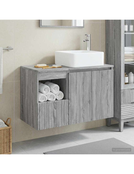 Set di mobili per il bagno 2 pz Sonoma grigio