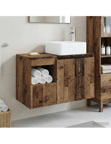 Set di mobili per il bagno 2 pz Legno antico