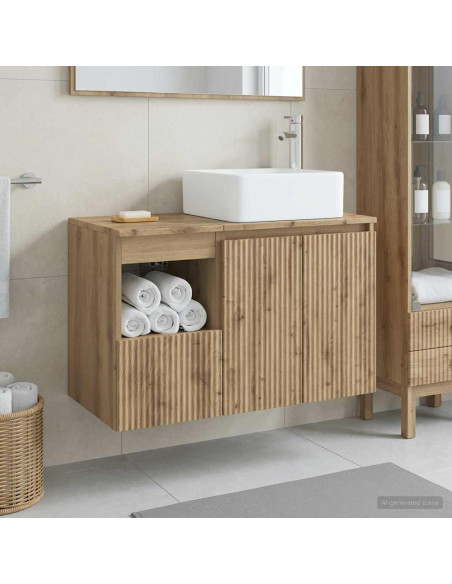 Set di mobili per il bagno 2 pz Rovere Artigianale