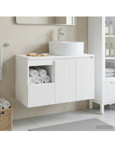 Set di mobili per il bagno 2 pz Bianco Legno ingegnerizzato
