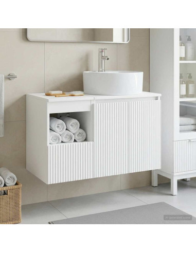 Set di mobili per il bagno 2 pz Bianco Legno ingegnerizzato