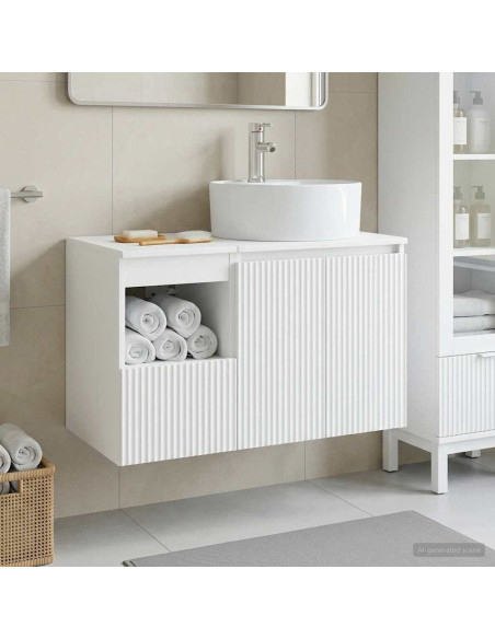 Set di mobili per il bagno 2 pz Bianco Legno ingegnerizzato