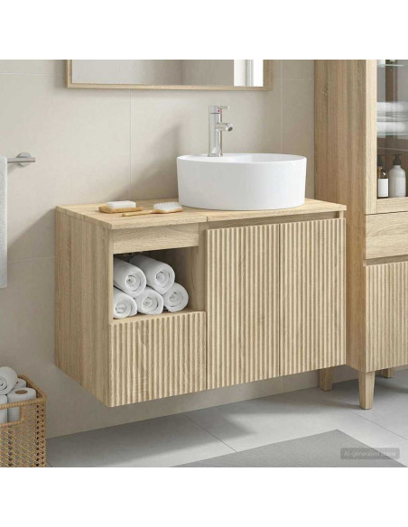 Set di mobili per il bagno 2 pz Rovere Sonoma