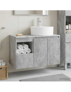 Set di mobili per il bagno 2 pz Grigio Cemento