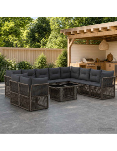 Set Divano da Giardino 11 pz Grigio polyrattan