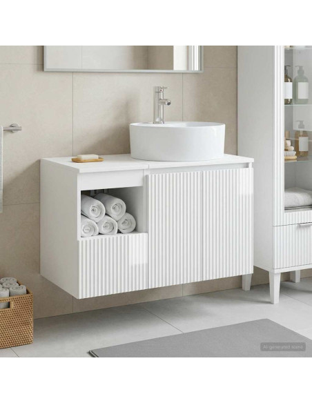 Set di mobili per il bagno 2 pz Bianco Lucido