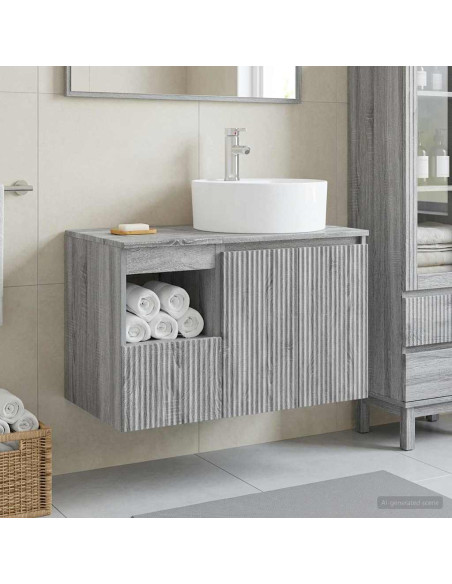 Set di mobili per il bagno 2 pz Sonoma grigio