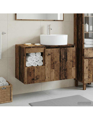 Set di mobili per il bagno 2 pz Legno antico