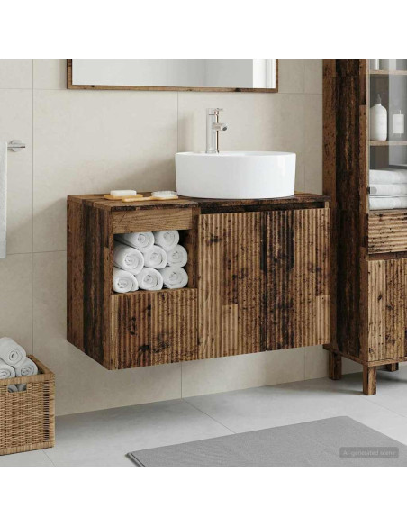 Set di mobili per il bagno 2 pz Legno antico