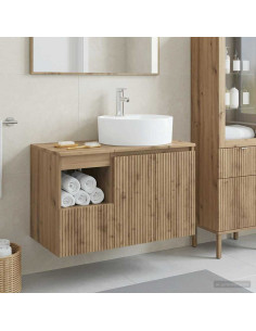 Set di mobili per il bagno 2 pz Rovere Artigianale