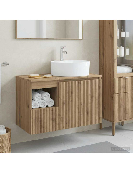 Set di mobili per il bagno 2 pz Rovere Artigianale