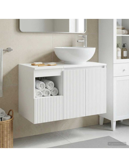 Set di mobili per il bagno 2 pz Bianco Legno ingegnerizzato