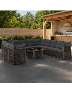 Set Divano da Giardino 12 pz Grigio polyrattan