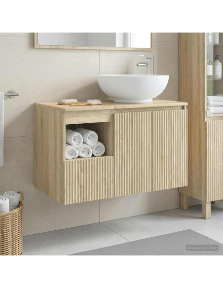 Set di mobili per il bagno 2 pz Rovere Sonoma