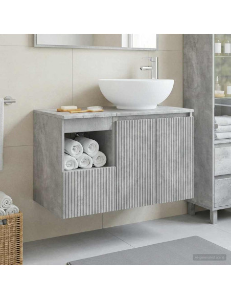 Set di mobili per il bagno 2 pz Grigio Cemento