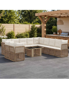 Set Divano da Giardino 12 pz Beige polyrattan