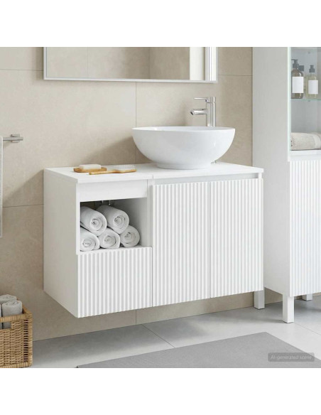 Set di mobili per il bagno 2 pz Bianco Lucido