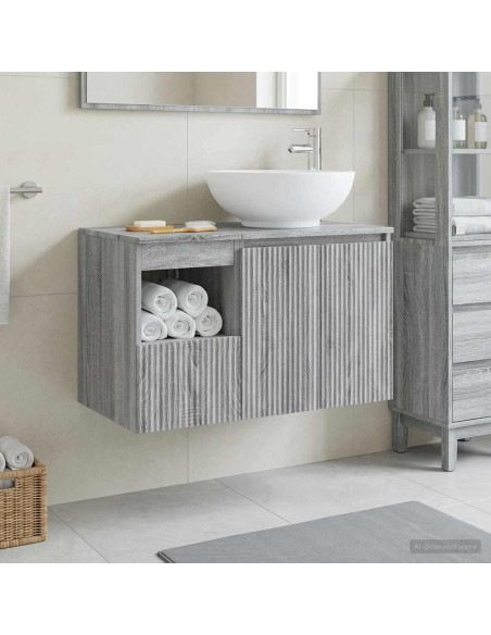 Set di mobili per il bagno 2 pz Sonoma grigio