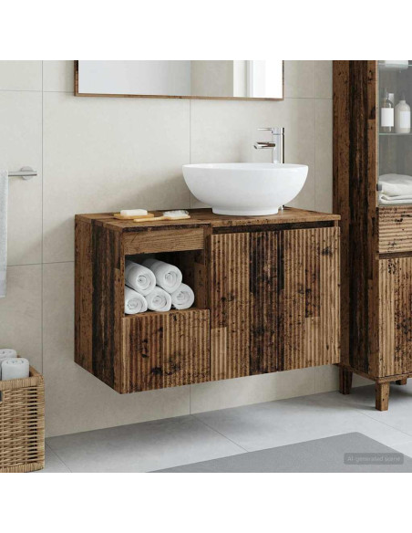 Set di mobili per il bagno 2 pz Legno antico