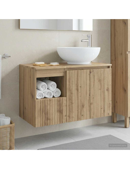 Set di mobili per il bagno 2 pz Rovere Artigianale
